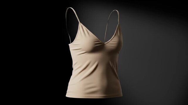 A Stylish and Minimalist Beige Cami Top Floating in Dynamic Studio Lighting