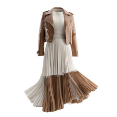 Obraz premium Elegant pleated dress and jacket outfit isolated on transparent background