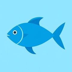 Obraz premium Simple blue fish illustration on a light blue background