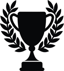 trophy reward with laurel wreath black silhouette .eps
