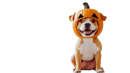 Dog and Halloween Pumpkin transparent background