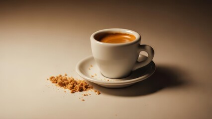 Fototapeta premium Espresso Shot with Brown Sugar on a Neutral Background.