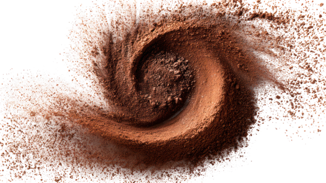 Abstract swirling cosmic dust cloud isolated on transparent background