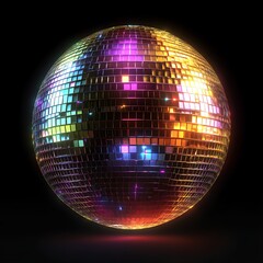 Mirrored disco ball glows brightly