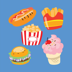 Foods mascot logo design vector. Foods set illustration.