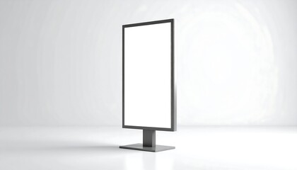 Gray outdoor digital display, blank screen, studio setting