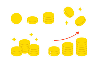 シンプルなコインのセット【ベクターイラスト素材】