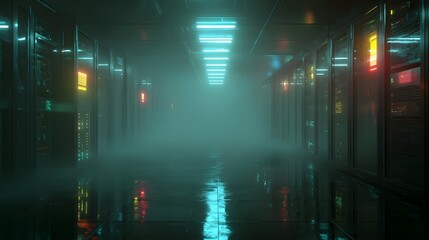 Obraz premium A Secretive Cyber-Punk Data Center: A General Set Designed for High-Tech Intrigue and Espionage.