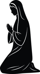virgin mary kneeling in prayer black silhouette ve.eps