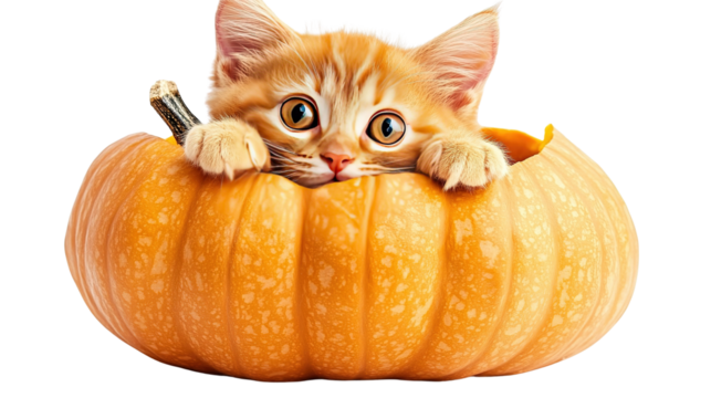 cat and pumpkin