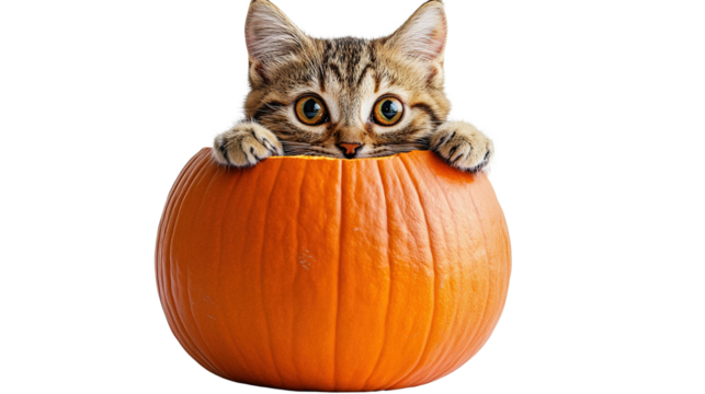 cat and pumpkin