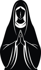 virgin mary with hands clasped black silhouette ve.eps