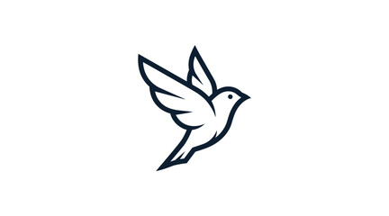 Obraz premium Flat illustration of a simple white bird flying with dark outline