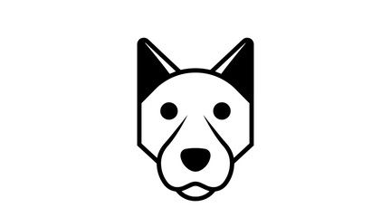 Simple outline dog head black and white flat illustration