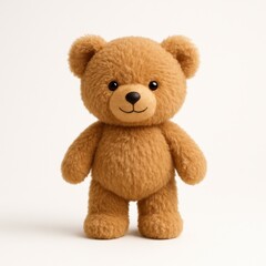 Obraz premium Adorable brown teddy bear plush toy isolated on clean white background soft cuddly stuffed animal for nursery decor gift and kids merchandise mockup