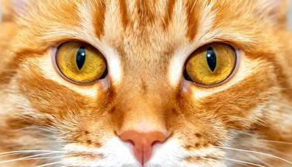 Close-up of a ginger cat's face, intense golden eyes