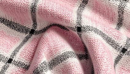 Pink and white plaid fabric folds