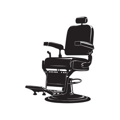 Silhouette Barber Chair with Footrest and Headrest on White Background
