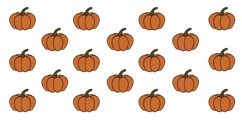 Pattern with large orange pumpkins on a white background, bright seasonal design