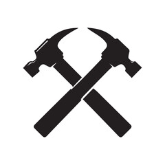 Two Black Claw Hammers Crossing on White Background