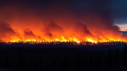 Obraz premium Sunset over Misty Pine Forest with Golden Light