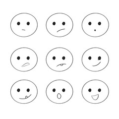 simple line art emoticons showing various expressions