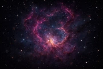 Obraz premium Vibrant cosmic nebula with luminous starfields swirling gases and dust in deep space high contrast colors and intricate interstellar structures