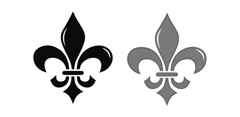 Fleur De Lis icon. Vector illustration. Fleur de lys vintage design element or icon in black suitable for heraldry and classic decoration design in various shapes