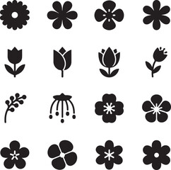 Floral Silhouette Collection: An artistic array of diverse, intricate floral silhouettes, meticulously crafted to captivate and inspire