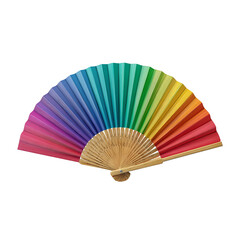 Rainbow hand fan on black background vibrant colors summer accessory