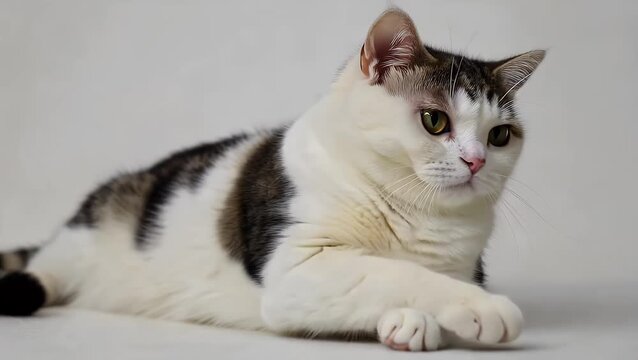 Feline of Specific Breed Displaying Expression of Astonishment on White Surface
