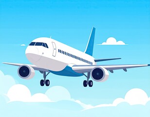 Obraz premium Airplane Flying Above Clouds Digital Pixel Art Illustration