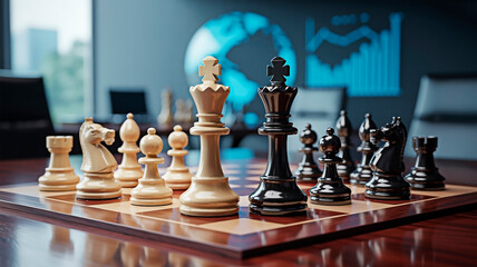 Chess game symbolizing strategy, competition, and decision-making. 