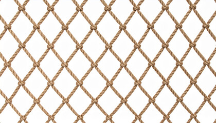 Naklejka premium Rope Netting Texture: A detailed view showcases the intricate pattern and robust texture of a knotted rope net, suitable for a variety of design applications. 
