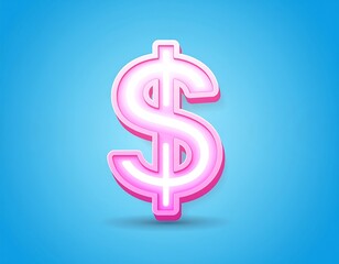 Obraz premium Playful Pink Neon Dollar Sign Graphic