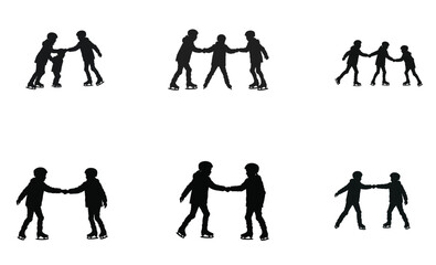 Tug of War Silhouettes Set Team Competition and Conflict Icons