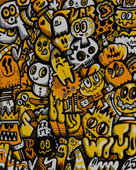 Whimsical doodle art featuring a vibrant collection of playful characters, perfect for adding a fun and modern vibe to any creative project