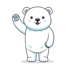 Cute cartoon polar bear waving hello.
