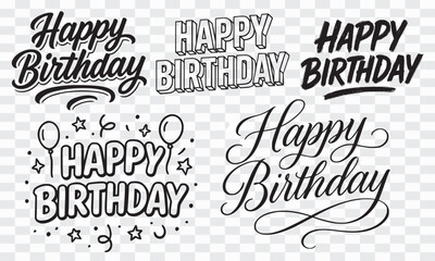 Happy Birthday lettering collection for greeting cards, invitations and posters