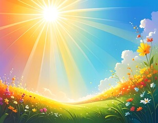 Radiant Meadow Under a Vibrant Sky