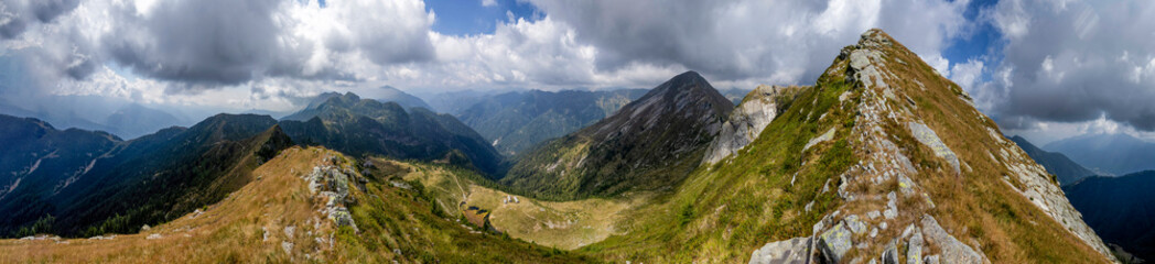 Mountain peaks panoramic landscape