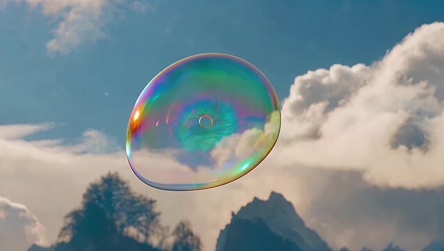 Soap Bubbles Floating Against Clear Blue Sky Creating Dreamy and Abstract Natural Background