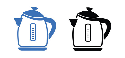 Sleek black and blue electric kettle with a modern design and comfortable handle 
