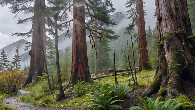 Verdant and Lush Temperate Woodland Ecosystem Within Protected National Park Area