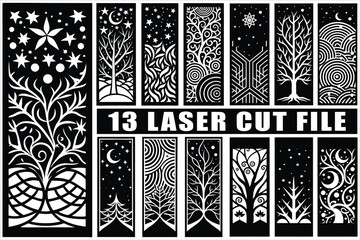 Laser cut files celestial and tree designs set