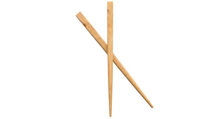 Pair of wooden chopsticks isolated on transparent background, essential utensil for asian cuisine, representing culture, tradition, and dining experience