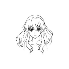 Black and white hot anime character line art illustration, stylish minimal outline drawing in clean style