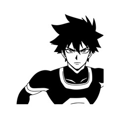 Black and white hot anime character line art illustration, stylish minimal outline drawing in clean style