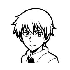 Black and white hot anime character line art illustration, stylish minimal outline drawing in clean style