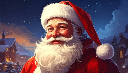 Santa Claus portrait, festive background
